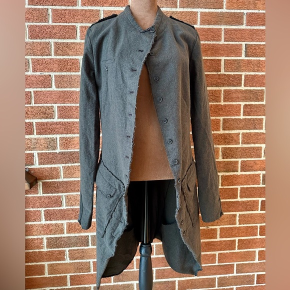 Rundholz Jackets & Blazers - Rundholz Gray Long Military Jacket Button Front Epaulette Pockets, Size S